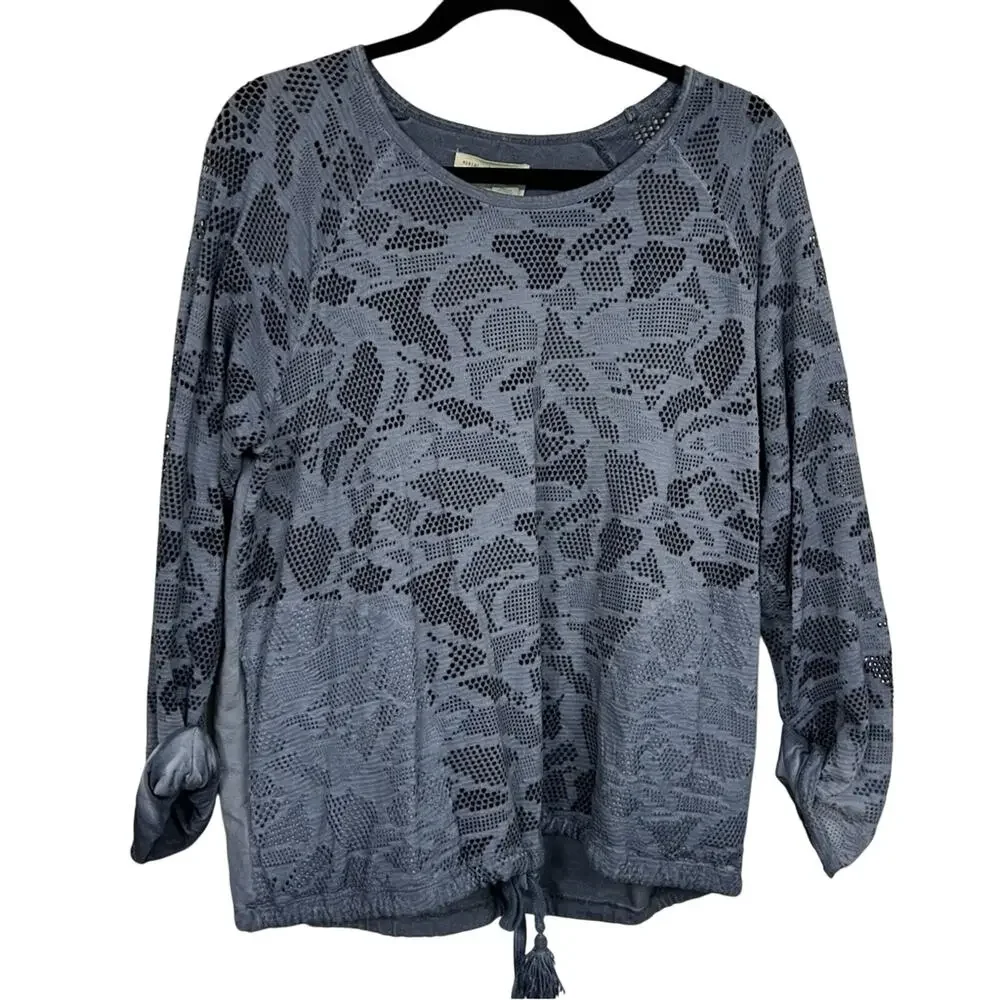 Saturday Sunday Anthropologie Blue Crochet Sweatshirt Womens S Casual Cinched